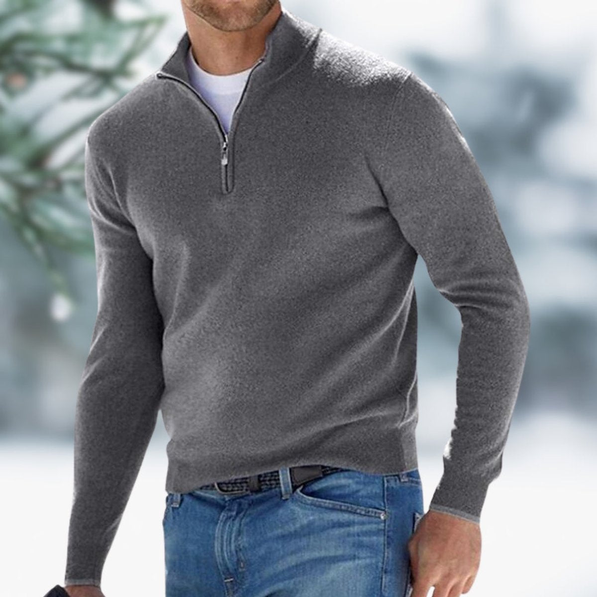 Alexander | Herren Feinstrick Quarter-Zip Pullover — Elastische Bündchen mit Modernem Schnitt in 10 Farben | Westmere