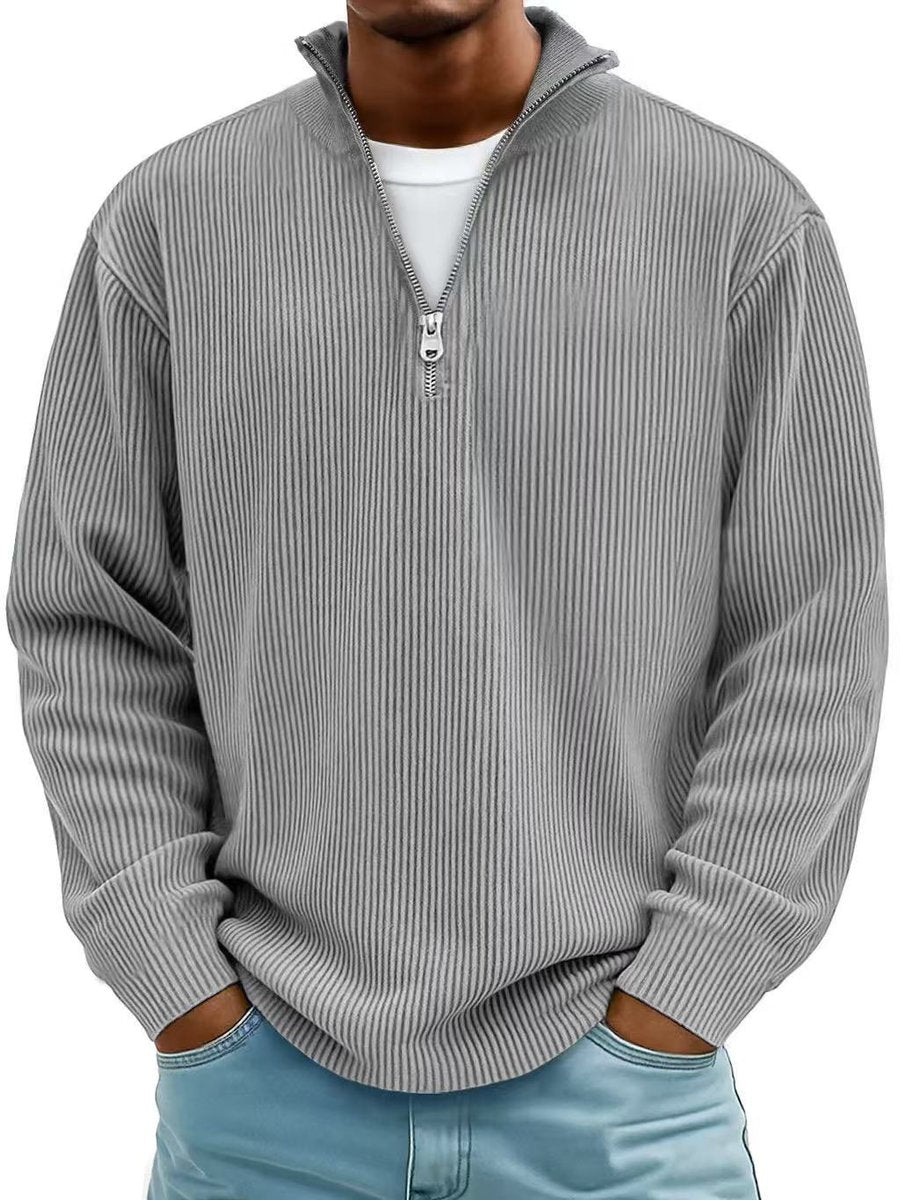Fabian | Herren Gerippter Half-Zip Stehkragen Pullover — Formstabiler Rippstrick in 10 Farben | Westmere