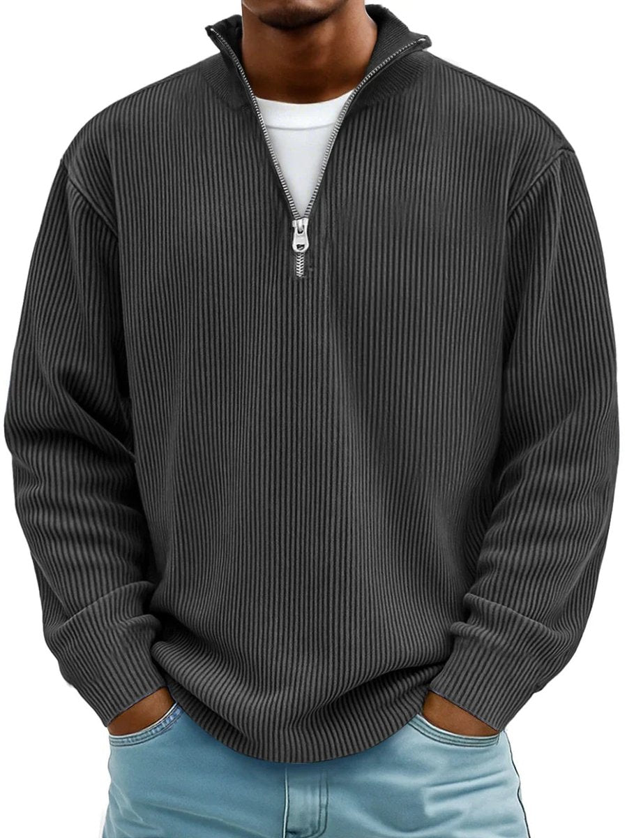 Fabian | Herren Gerippter Half-Zip Stehkragen Pullover — Formstabiler Rippstrick in 10 Farben | Westmere