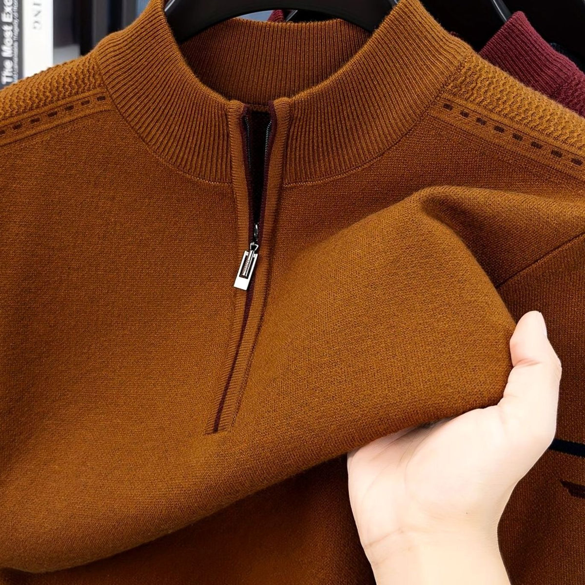 Simon | Herren Half-Zip Stehkragen Pullover — Klassisches Design mit Kontrastnähten in 4 Farben | Westmere