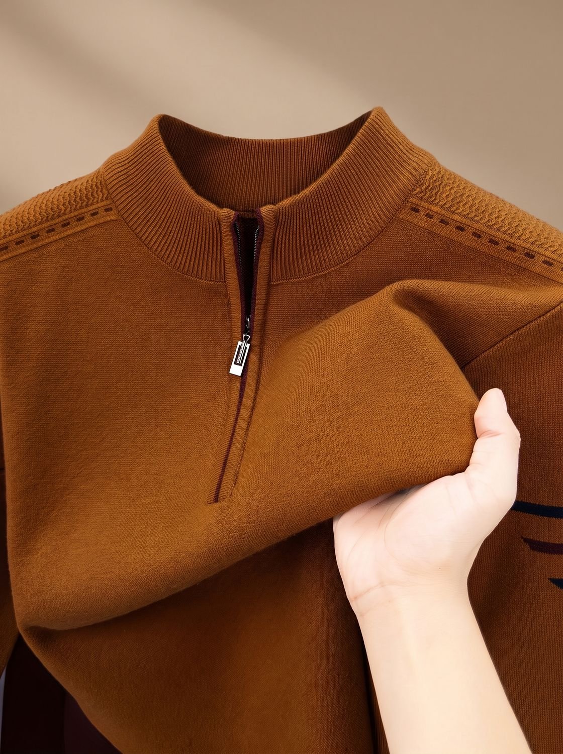 Simon | Herren Half-Zip Stehkragen Pullover — Klassisches Design mit Kontrastnähten in 4 Farben | Westmere