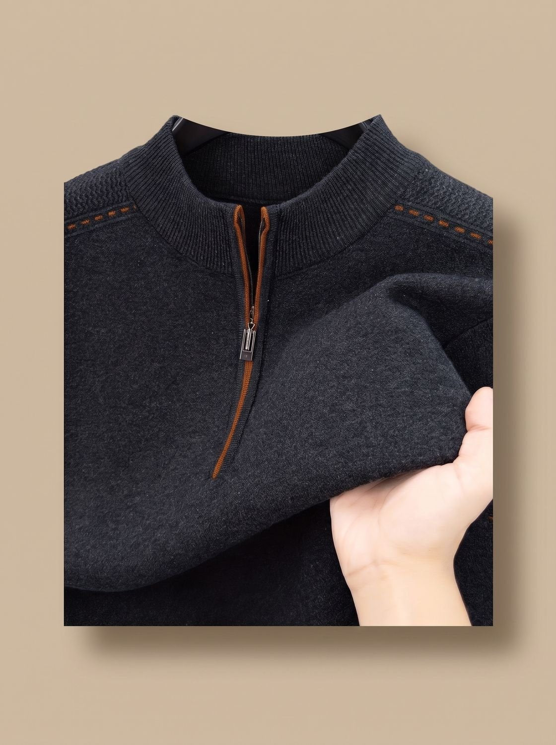 Simon | Herren Half-Zip Stehkragen Pullover — Klassisches Design mit Kontrastnähten in 4 Farben | Westmere