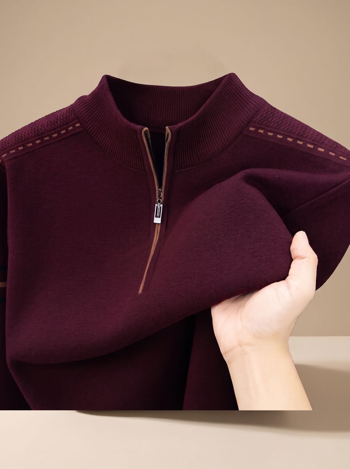 Simon | Herren Half-Zip Stehkragen Pullover — Klassisches Design mit Kontrastnähten in 4 Farben | Westmere