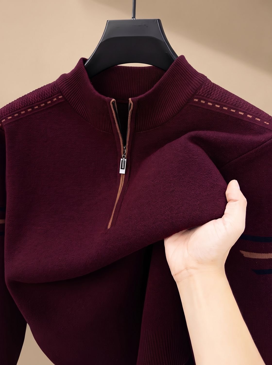 Simon | Herren Half-Zip Stehkragen Pullover — Klassisches Design mit Kontrastnähten in 4 Farben | Westmere