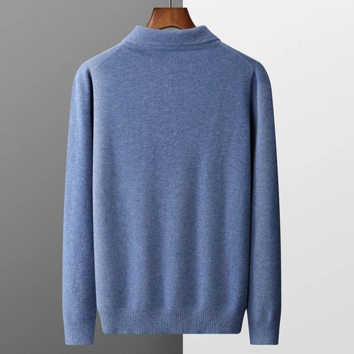 Sebastian | Herren Kaschmir Polo Knit Sweater — Langarm Business Pullover mit Knopfleiste in 5 Farben | Westmere