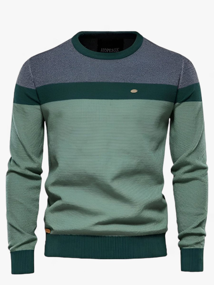 Tobias | Herren Colorblock Baumwoll Rundhals Pullover — Weiches Strickdesign in 4 Farben | Westmere