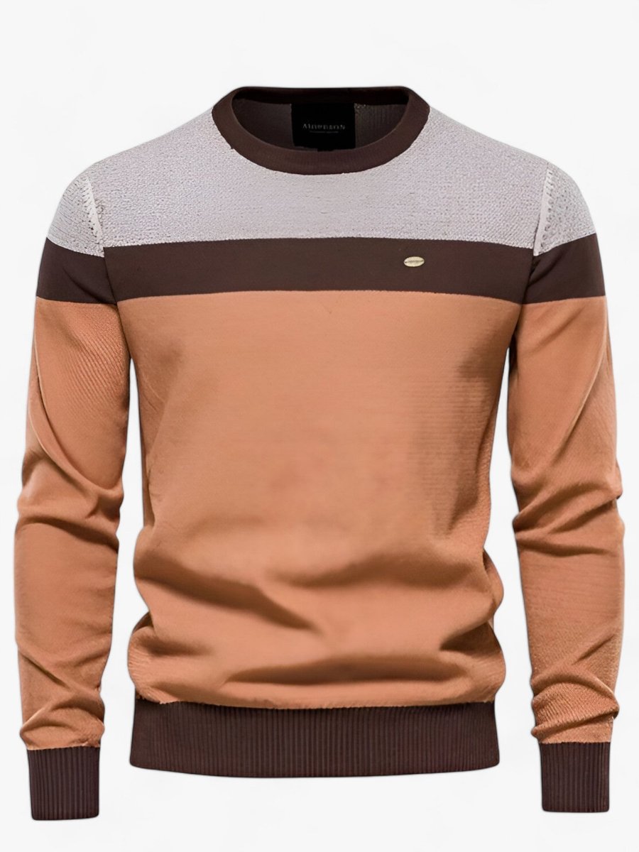 Tobias | Herren Colorblock Baumwoll Rundhals Pullover — Weiches Strickdesign in 4 Farben | Westmere