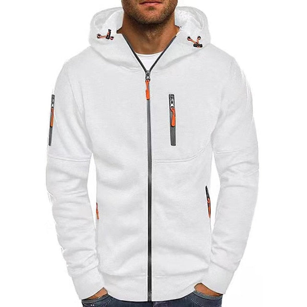 Simon | Herren Zip-Up Kapuzenpullover — Kordelzug mit Fronttaschen und Brust-Reißverschluss in 9 Farben | Westmere