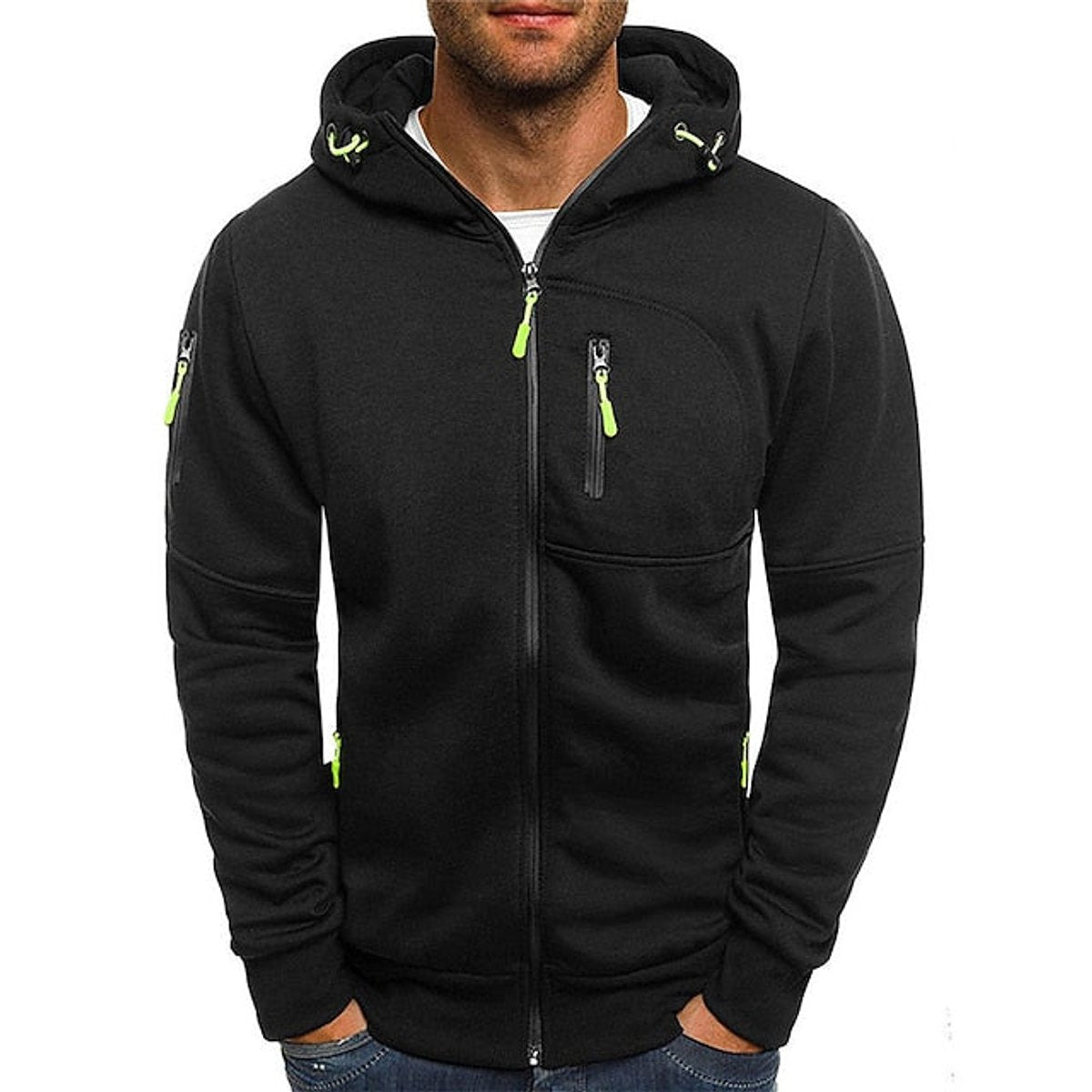 Simon | Herren Zip-Up Kapuzenpullover — Kordelzug mit Fronttaschen und Brust-Reißverschluss in 9 Farben | Westmere