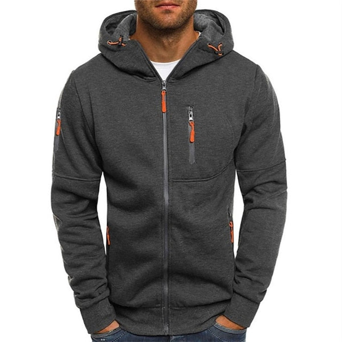 Simon | Herren Zip-Up Kapuzenpullover — Kordelzug mit Fronttaschen und Brust-Reißverschluss in 9 Farben | Westmere