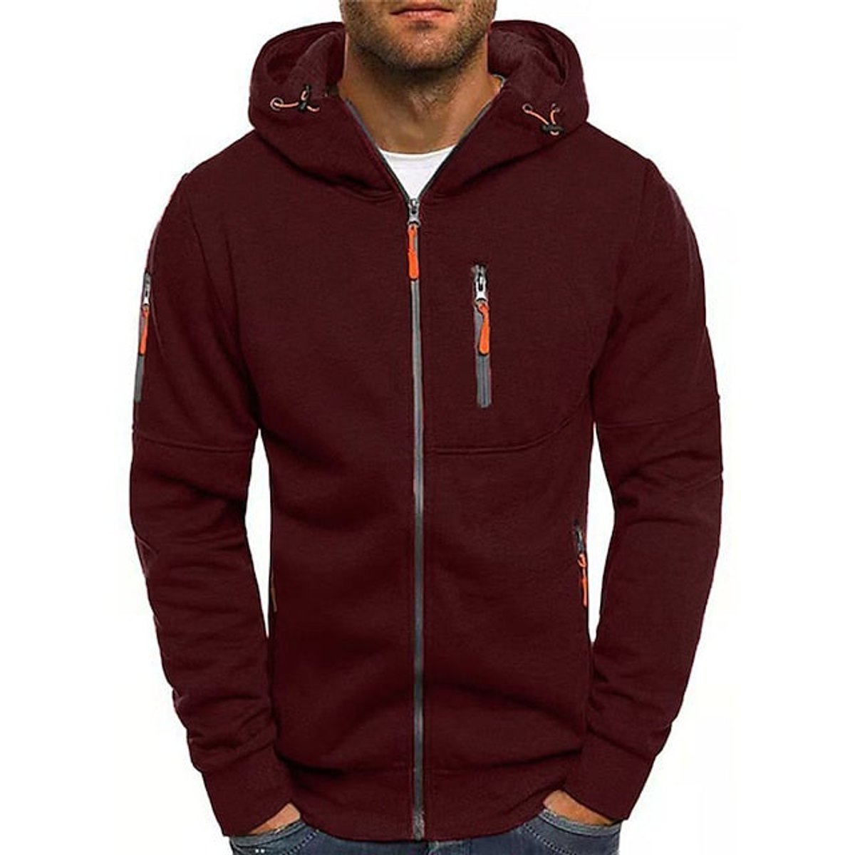 Simon | Herren Zip-Up Kapuzenpullover — Kordelzug mit Fronttaschen und Brust-Reißverschluss in 9 Farben | Westmere