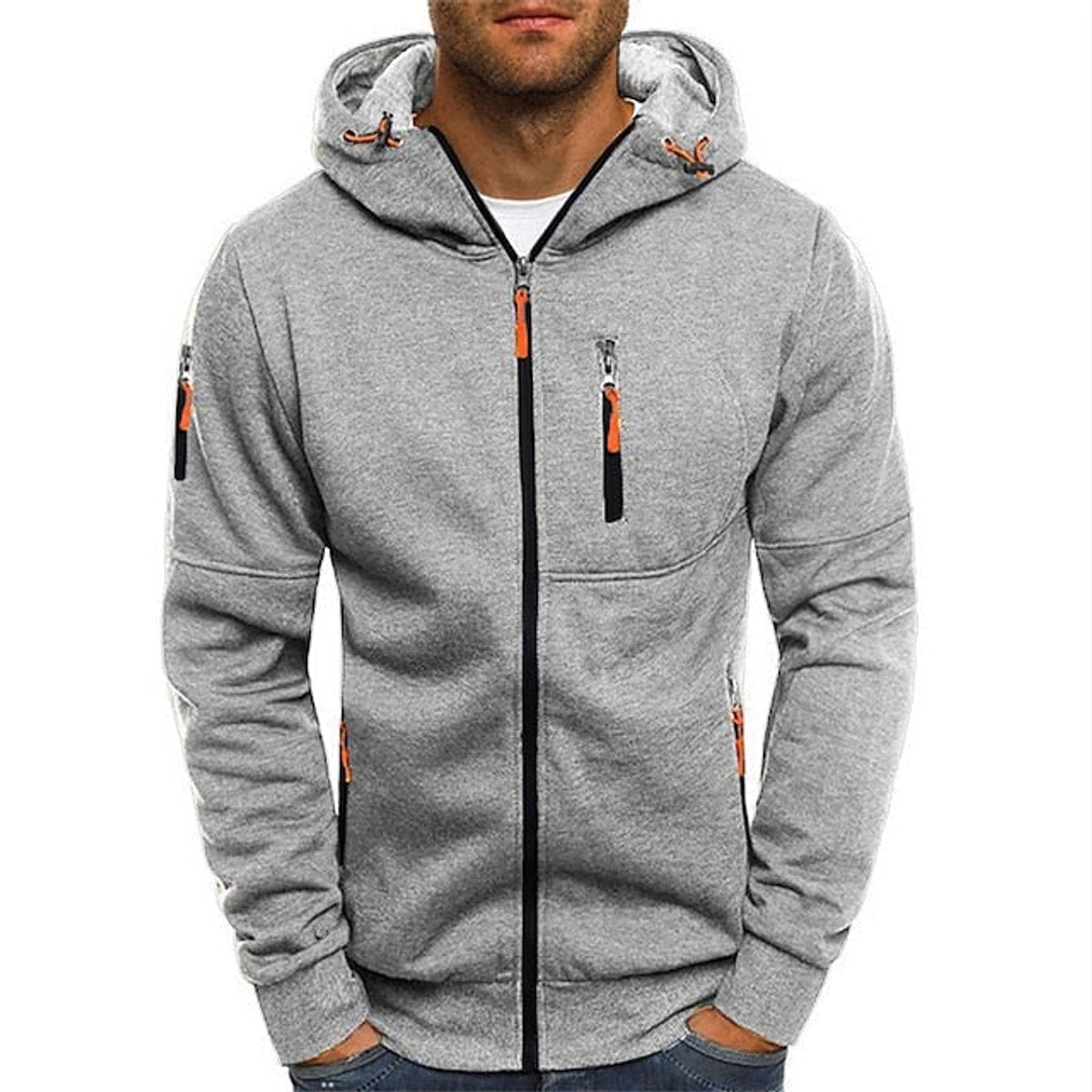 Simon | Herren Zip-Up Kapuzenpullover — Kordelzug mit Fronttaschen und Brust-Reißverschluss in 9 Farben | Westmere
