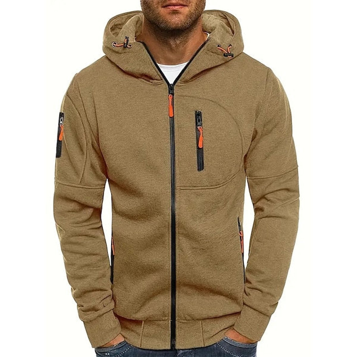 Simon | Herren Zip-Up Kapuzenpullover — Kordelzug mit Fronttaschen und Brust-Reißverschluss in 9 Farben | Westmere