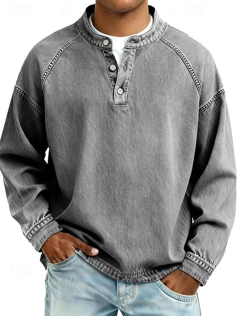 Dominik | Herren Retro Henley Knit Sweater — Used-Look mit Raglanärmeln in 10 Farben | Westmere