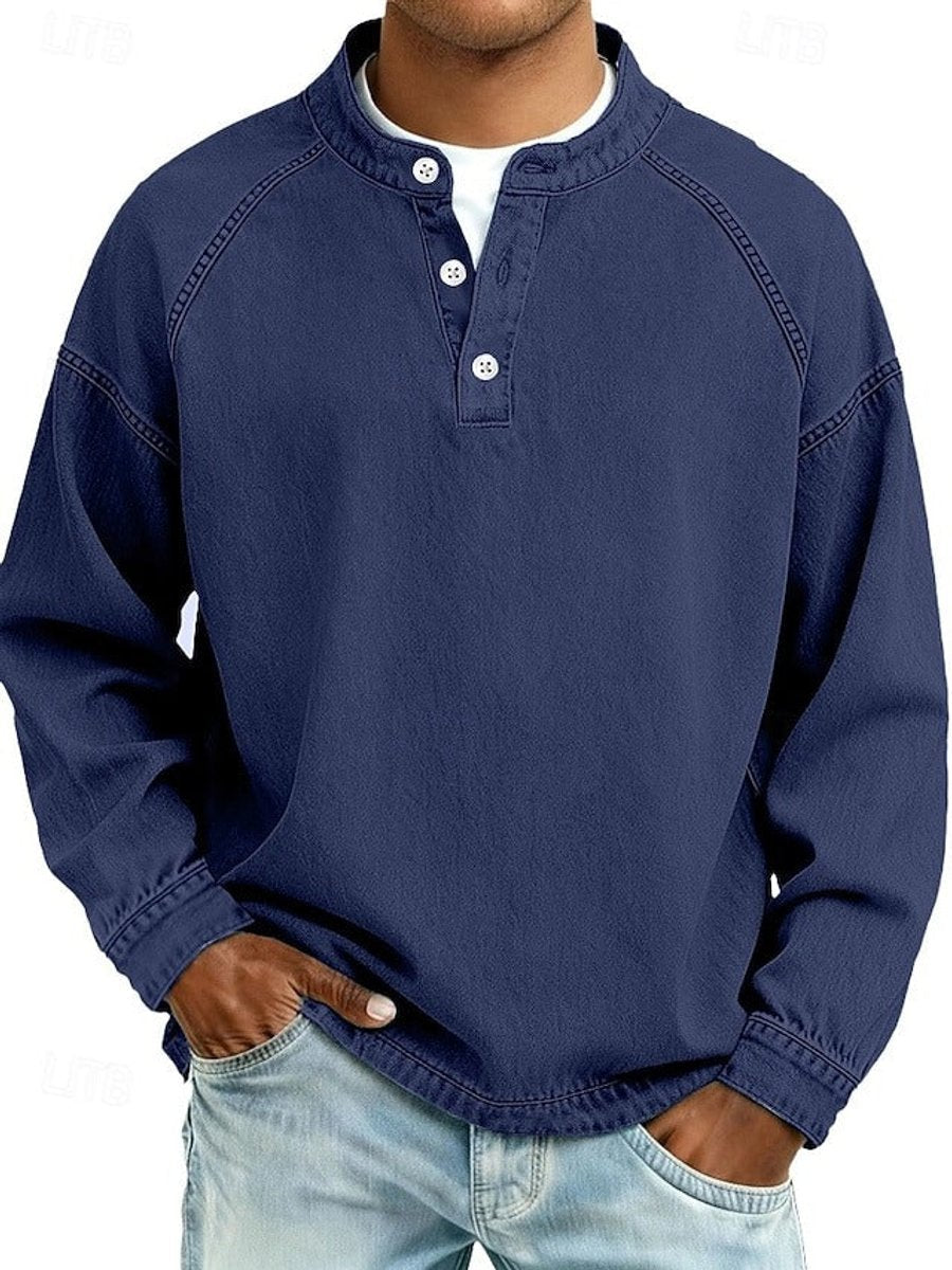 Dominik | Herren Retro Henley Knit Sweater — Used-Look mit Raglanärmeln in 10 Farben | Westmere