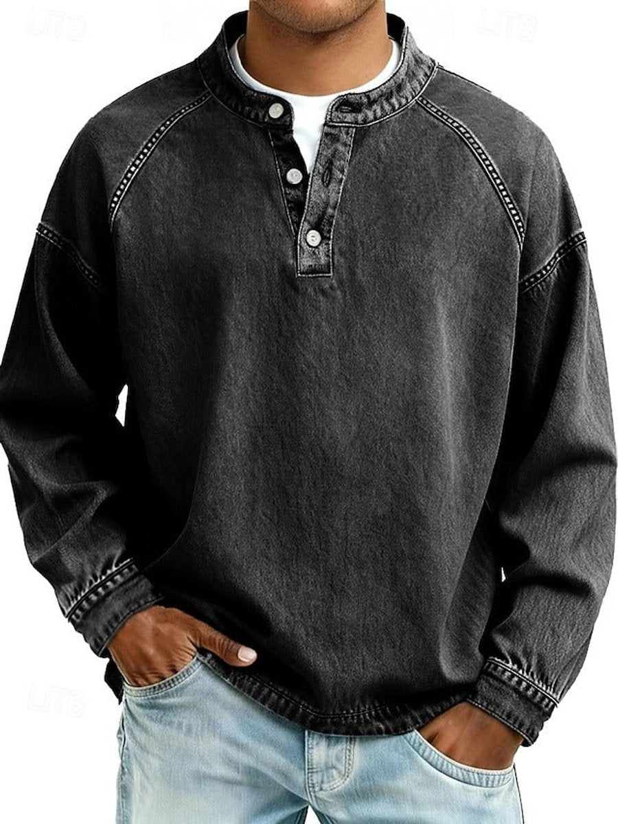 Dominik | Herren Retro Henley Knit Sweater — Used-Look mit Raglanärmeln in 10 Farben | Westmere