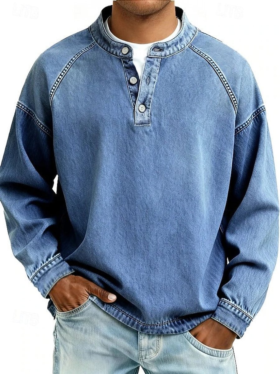 Dominik | Herren Retro Henley Knit Sweater — Used-Look mit Raglanärmeln in 10 Farben | Westmere