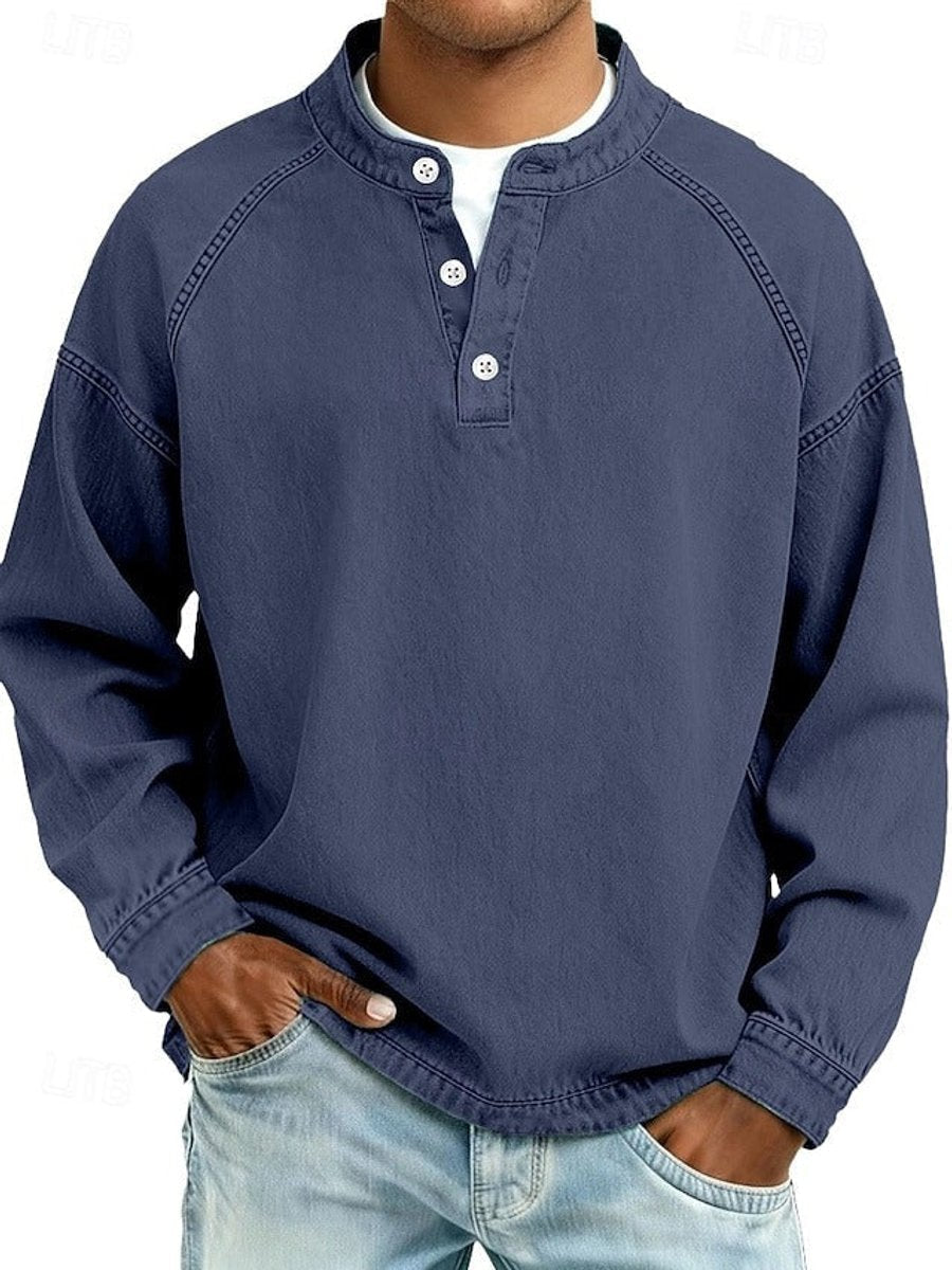 Dominik | Herren Retro Henley Knit Sweater — Used-Look mit Raglanärmeln in 10 Farben | Westmere
