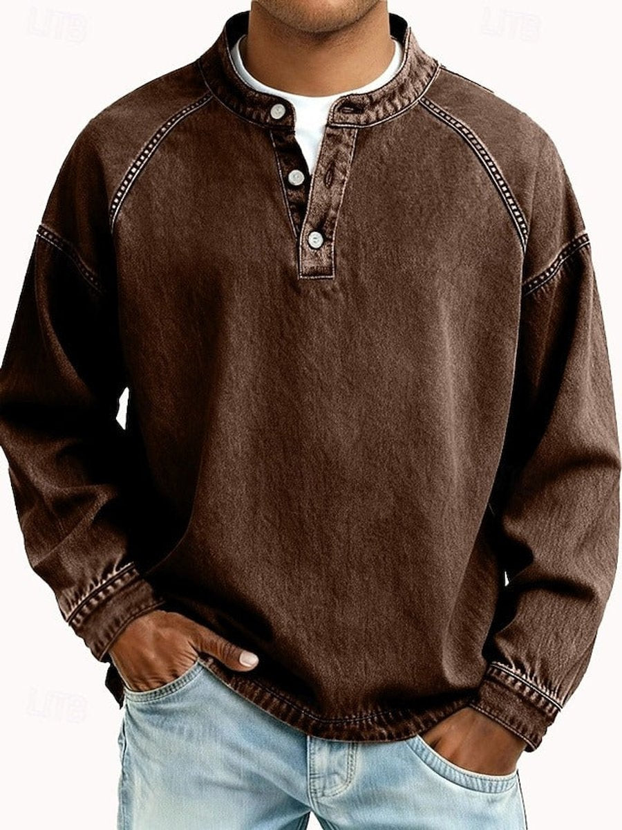 Dominik | Herren Retro Henley Knit Sweater — Used-Look mit Raglanärmeln in 10 Farben | Westmere