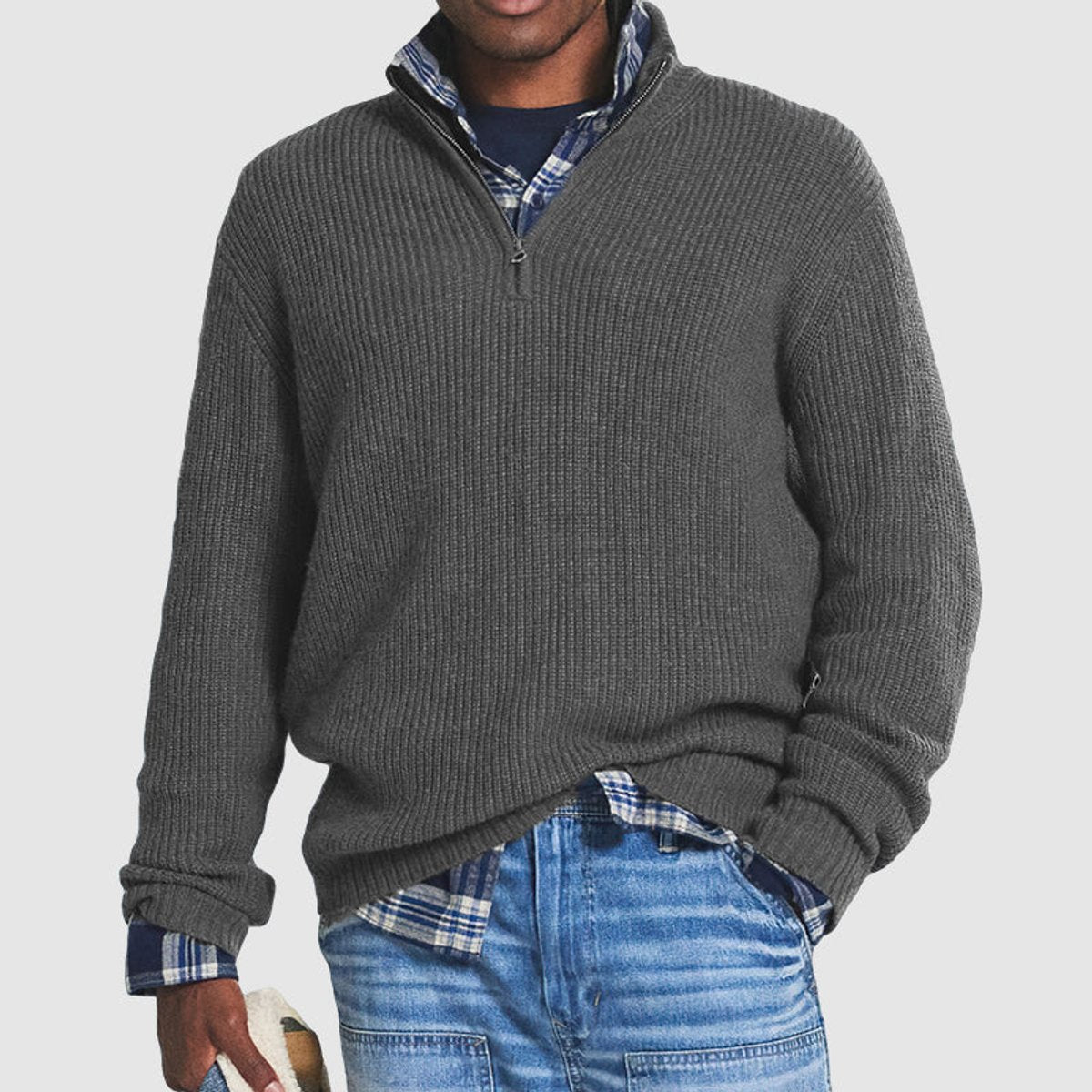 Lukas | Herren Rippstrick Quarter-Zip Knit Sweater — Business Casual Pullover in 4 Farben | Westmere
