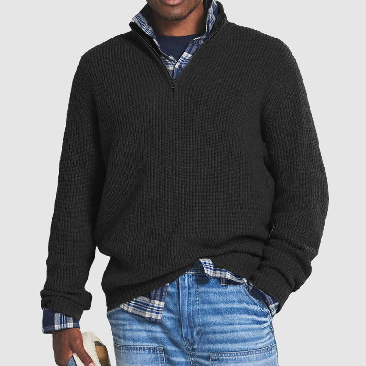 Lukas | Herren Rippstrick Quarter-Zip Knit Sweater — Business Casual Pullover in 4 Farben | Westmere