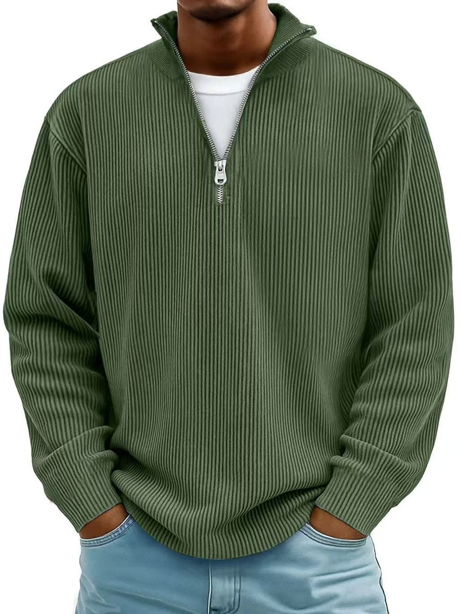 Simon | Herren Rippstrick Quarter-Zip Pullover mit Stehkragen — Formbeständiger Strick in 10 Farben | Westmere