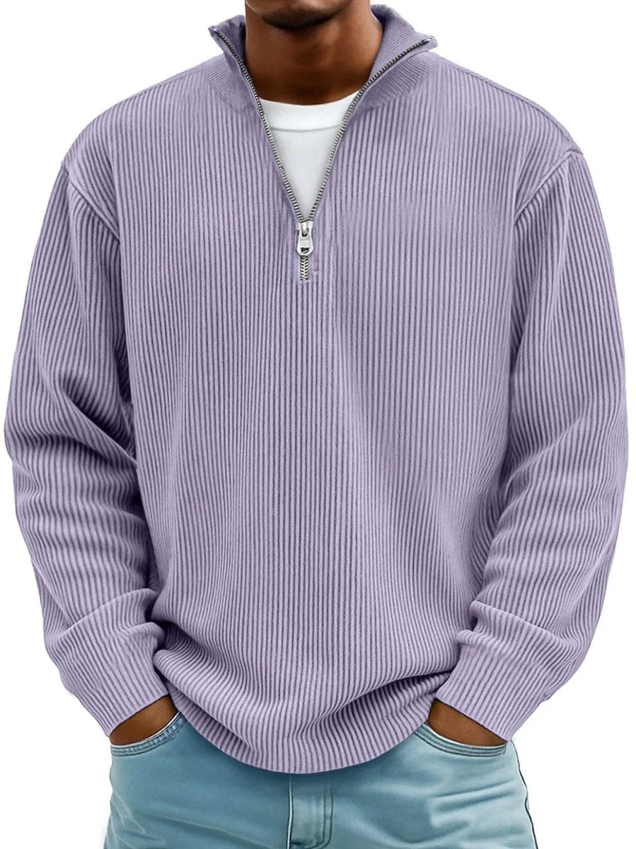 Simon | Herren Rippstrick Quarter-Zip Pullover mit Stehkragen — Formbeständiger Strick in 10 Farben | Westmere