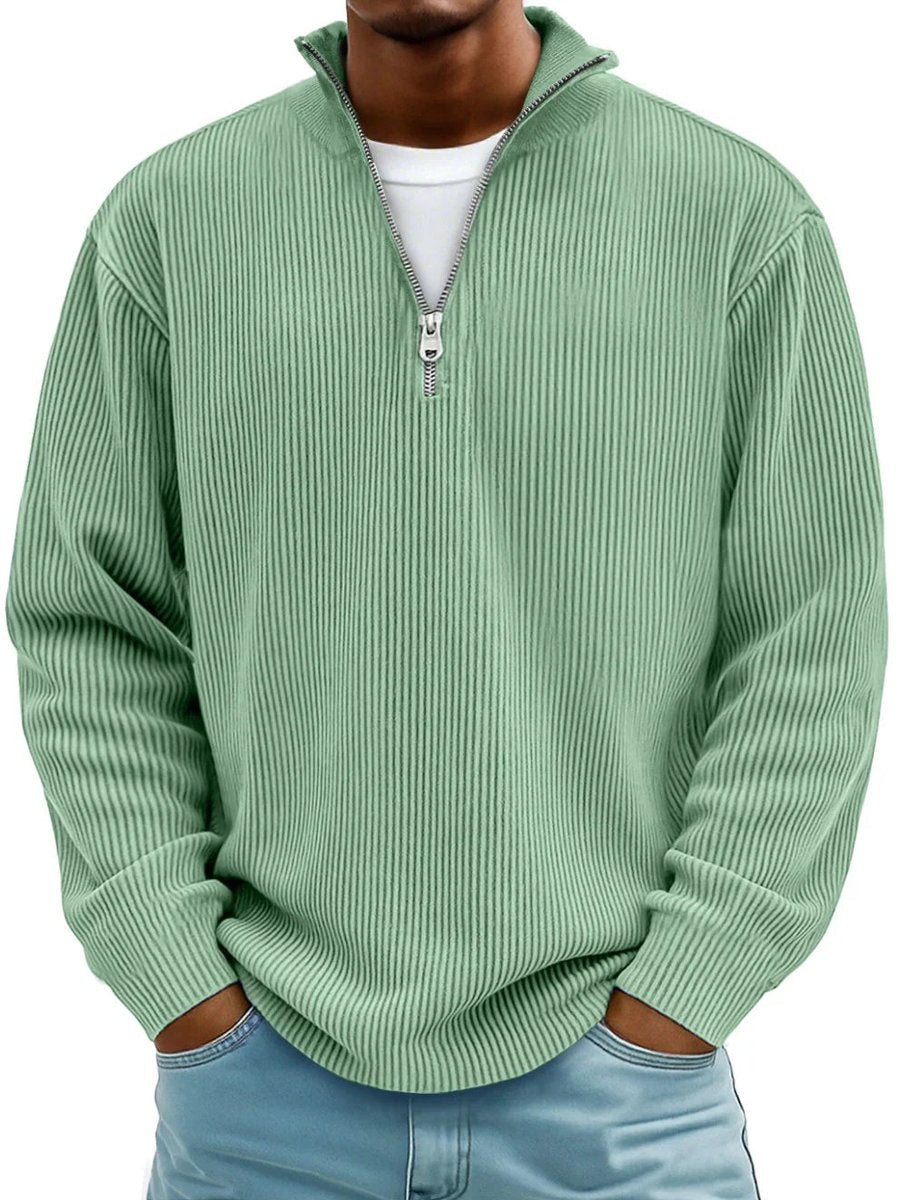 Simon | Herren Rippstrick Quarter-Zip Pullover mit Stehkragen — Formbeständiger Strick in 10 Farben | Westmere
