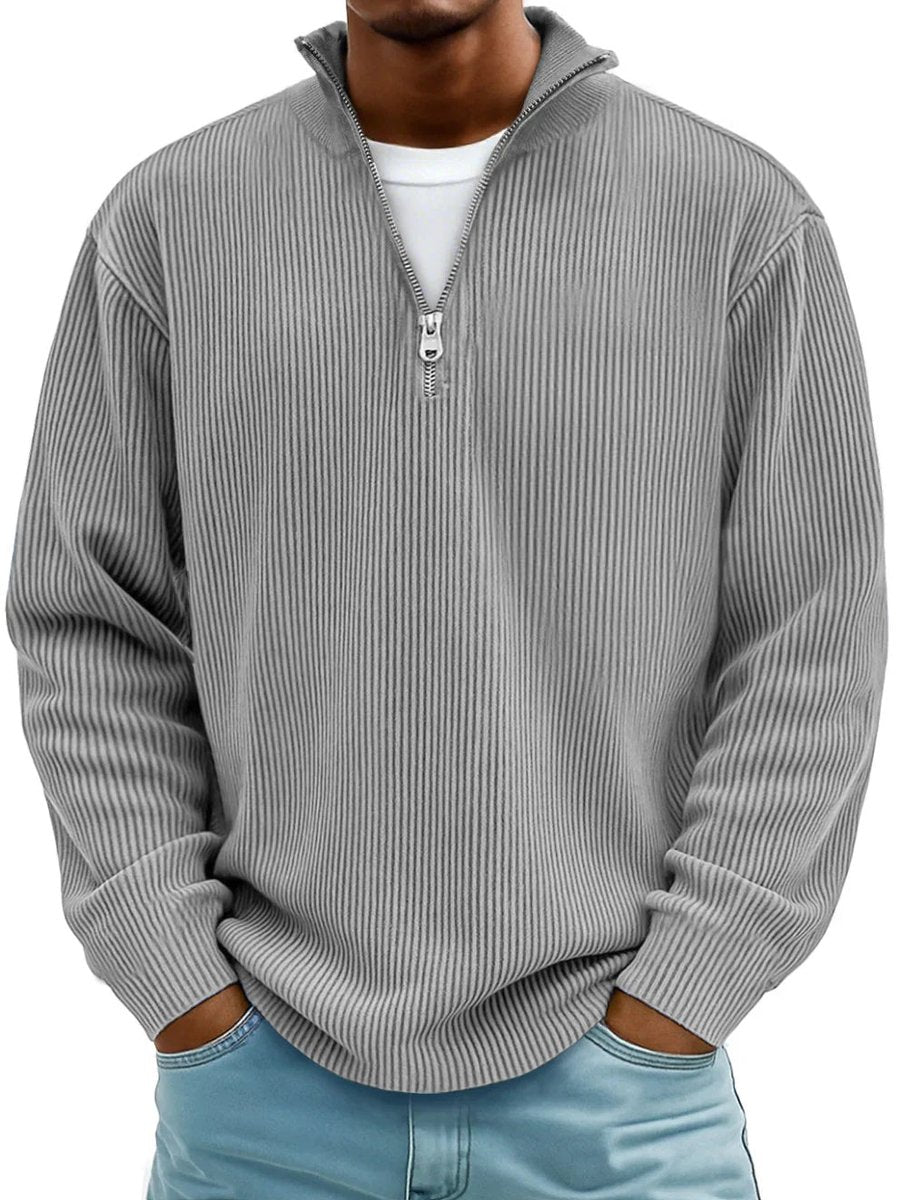 Simon | Herren Rippstrick Quarter-Zip Pullover mit Stehkragen — Formbeständiger Strick in 10 Farben | Westmere