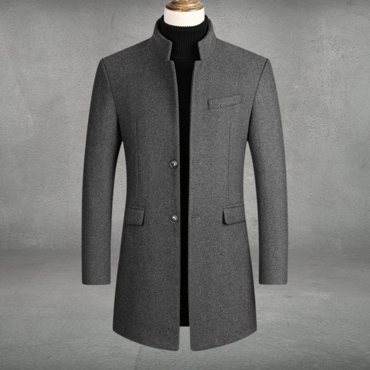 Matthias | Mens Slim-Fit Wool Coat with Stand Collar — Business Winter Coat in 4 Colors M–4XL | Westmere