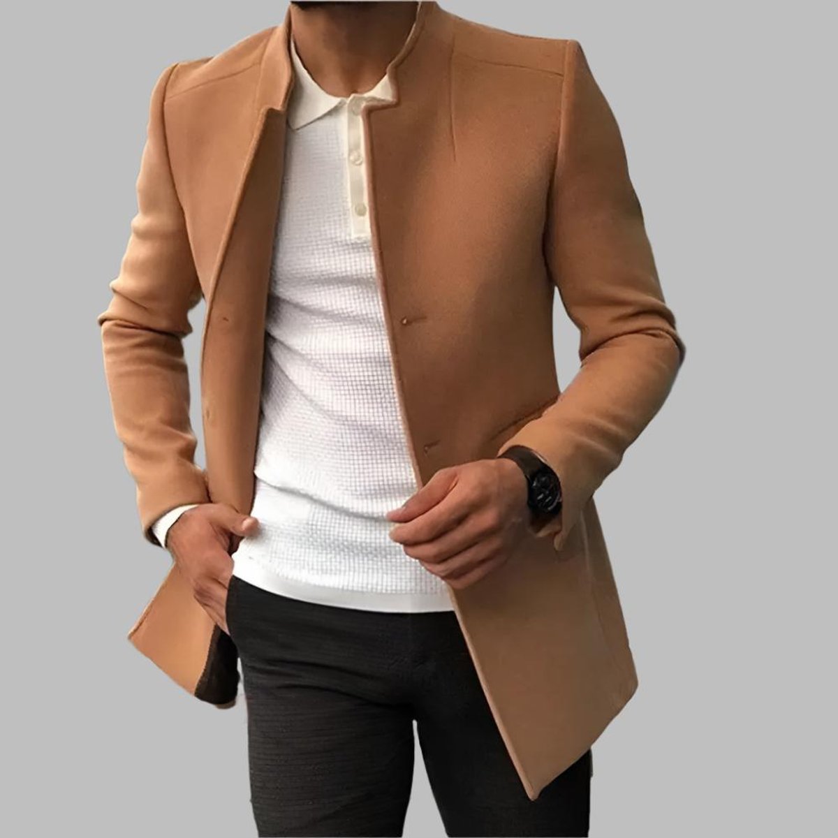 Matthias | Herren Slim-Fit Wollmantel mit Stehkragen — Eleganter Wintermantel in 5 Farben | Westmere