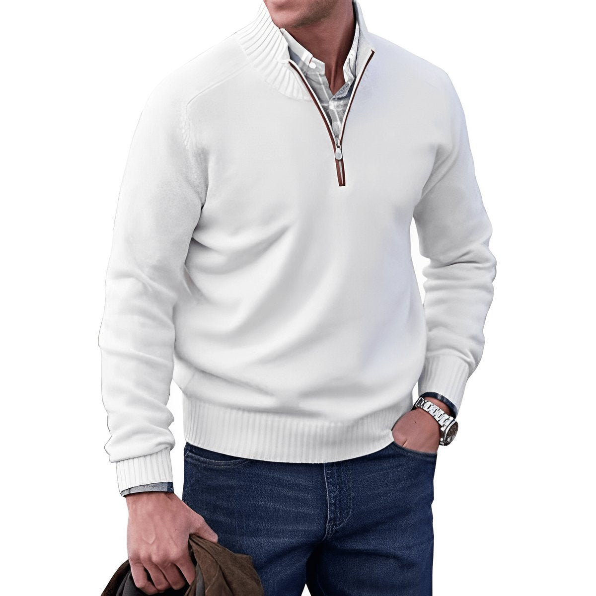 Elias | Herren Strick-Sweater Regular-Fit Quarter-Zip Pullover — Klassischer Winter-Knit in 10 Farben | Westmere