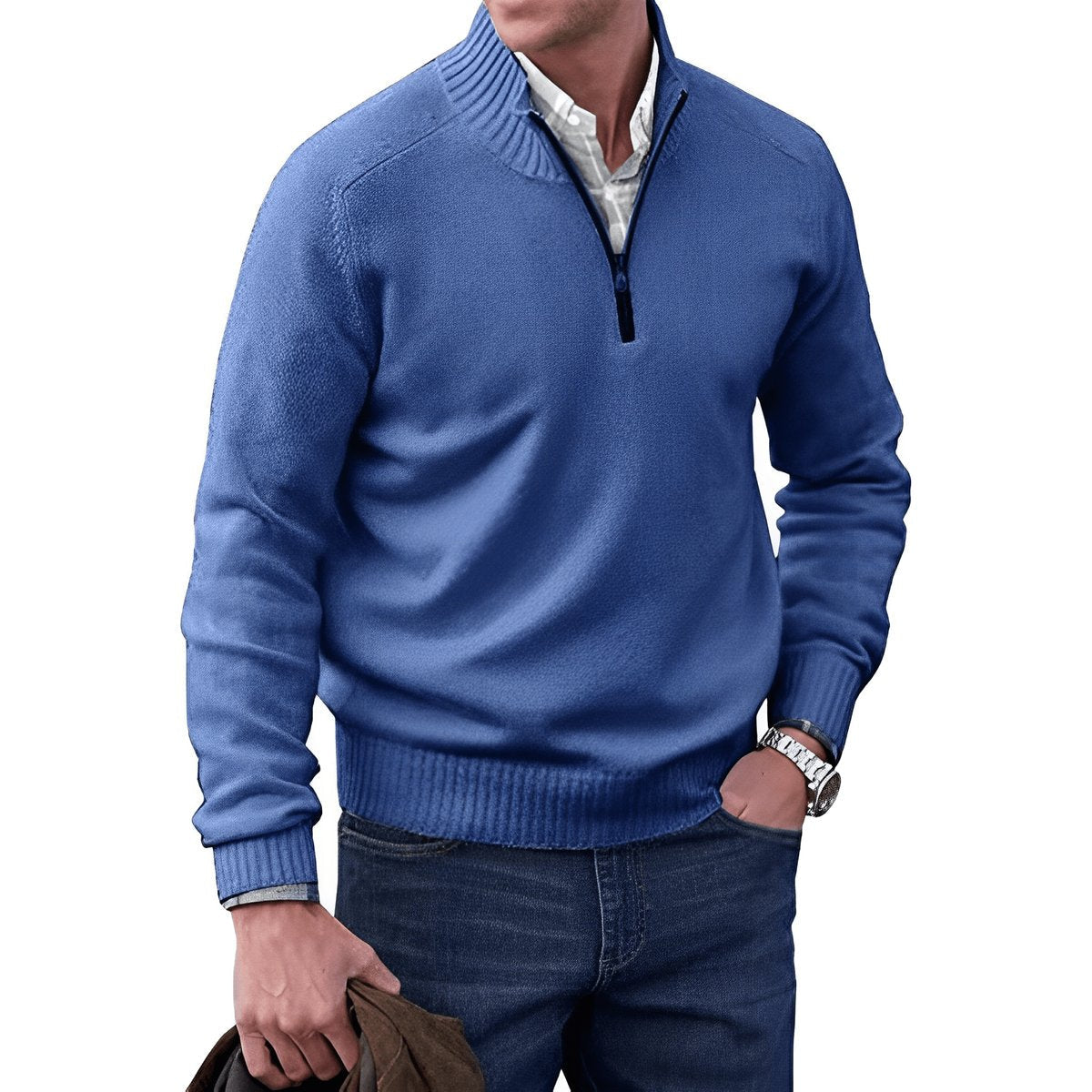 Elias | Herren Strick-Sweater Regular-Fit Quarter-Zip Pullover — Klassischer Winter-Knit in 10 Farben | Westmere