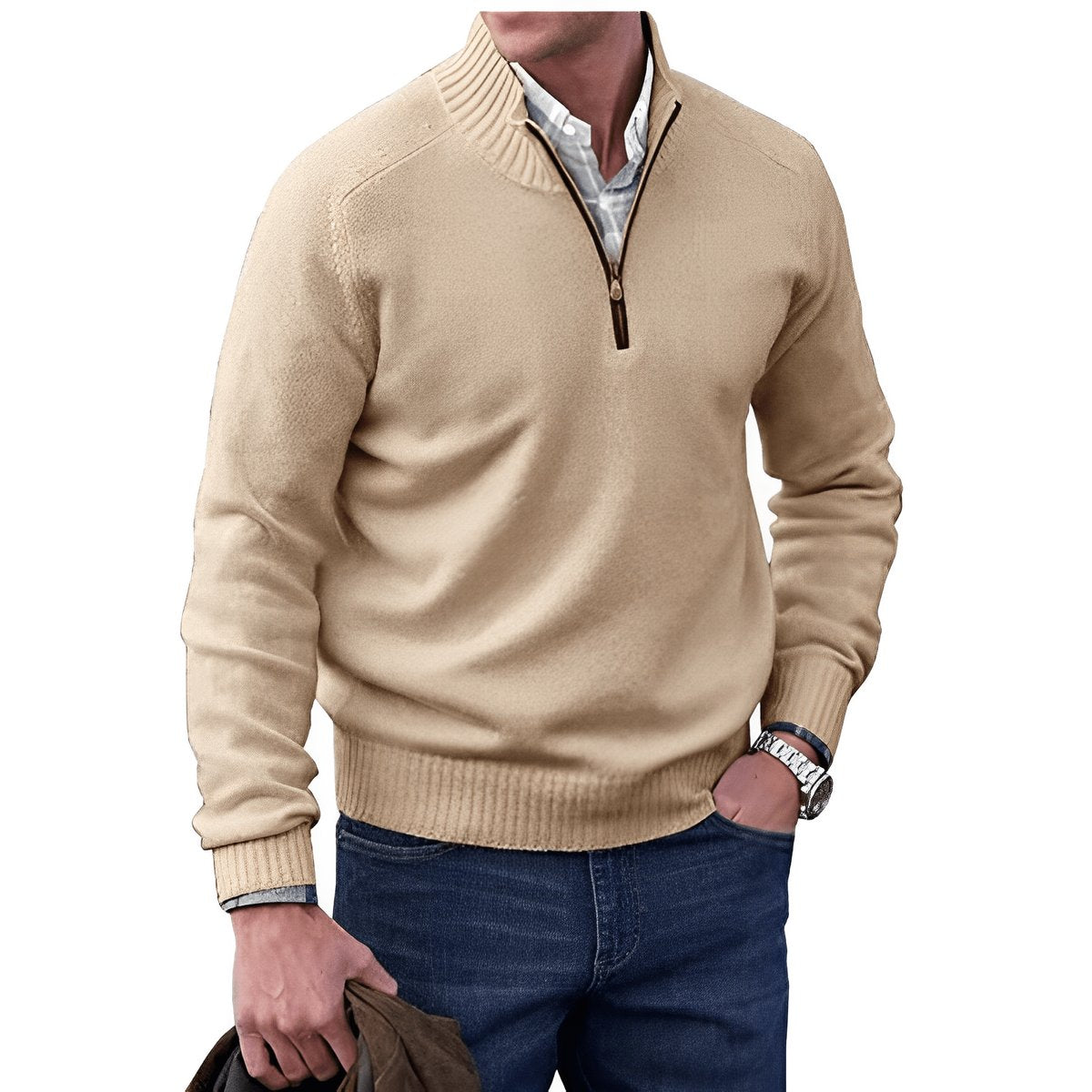 Elias | Herren Strick-Sweater Regular-Fit Quarter-Zip Pullover — Klassischer Winter-Knit in 10 Farben | Westmere