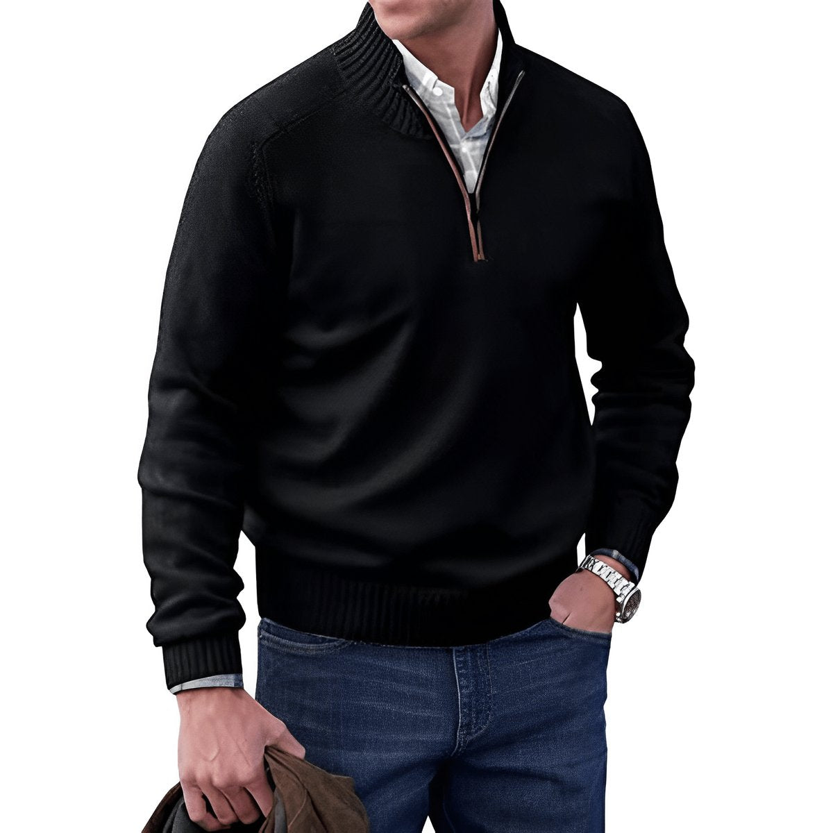 Elias | Herren Strick-Sweater Regular-Fit Quarter-Zip Pullover — Klassischer Winter-Knit in 10 Farben | Westmere