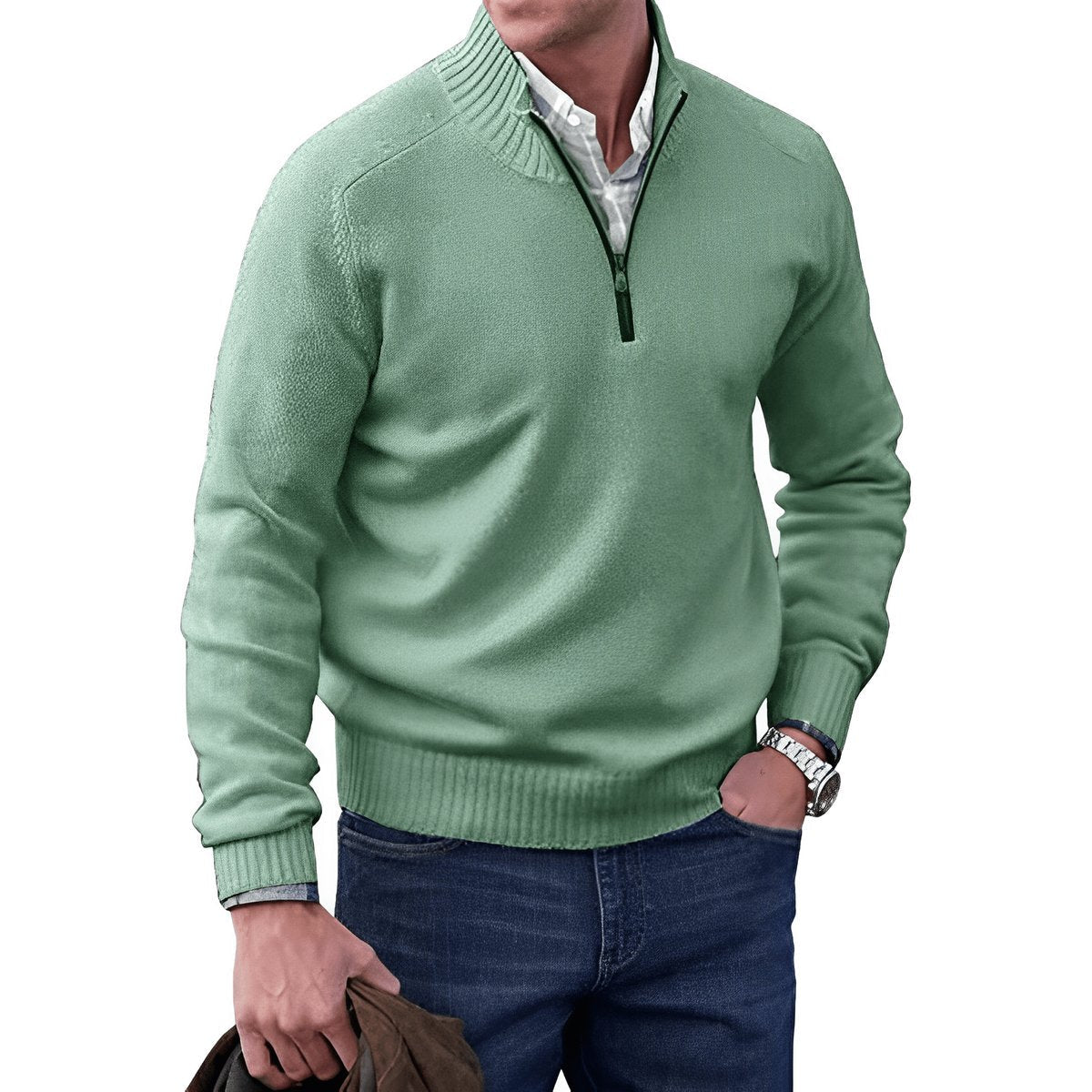 Elias | Herren Strick-Sweater Regular-Fit Quarter-Zip Pullover — Klassischer Winter-Knit in 10 Farben | Westmere