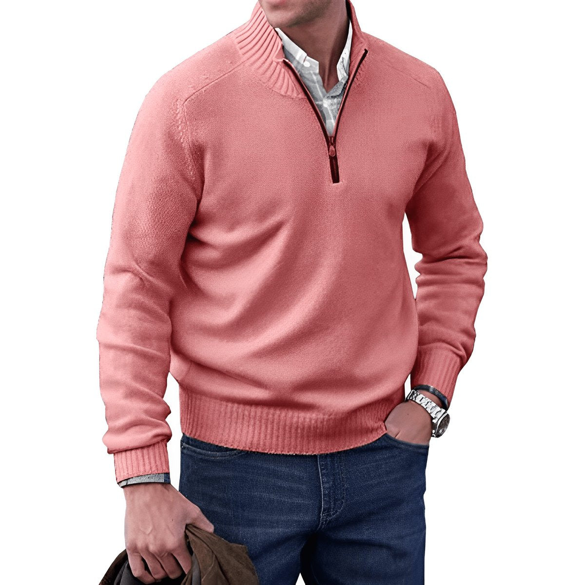 Elias | Herren Strick-Sweater Regular-Fit Quarter-Zip Pullover — Klassischer Winter-Knit in 10 Farben | Westmere