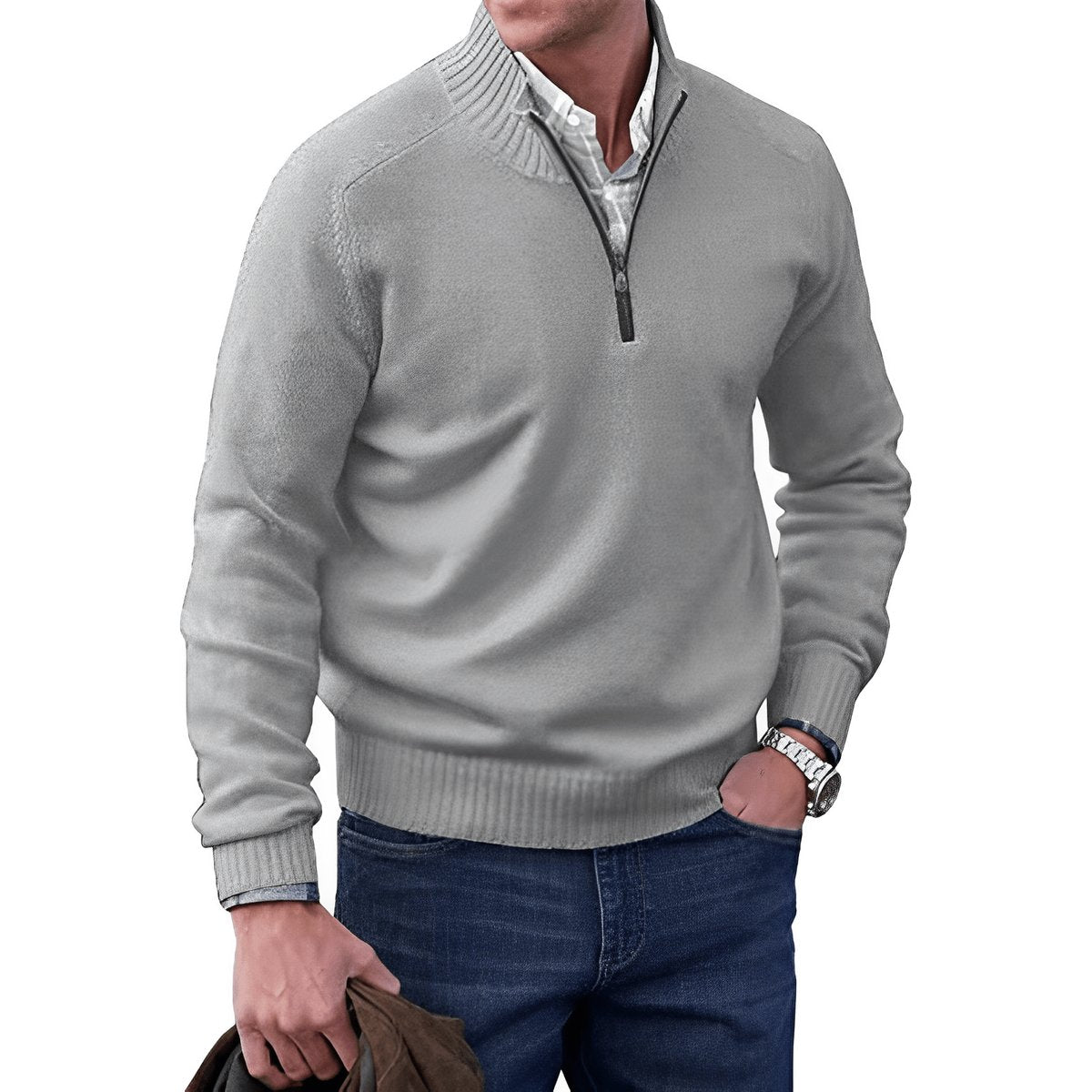 Elias | Herren Strick-Sweater Regular-Fit Quarter-Zip Pullover — Klassischer Winter-Knit in 10 Farben | Westmere