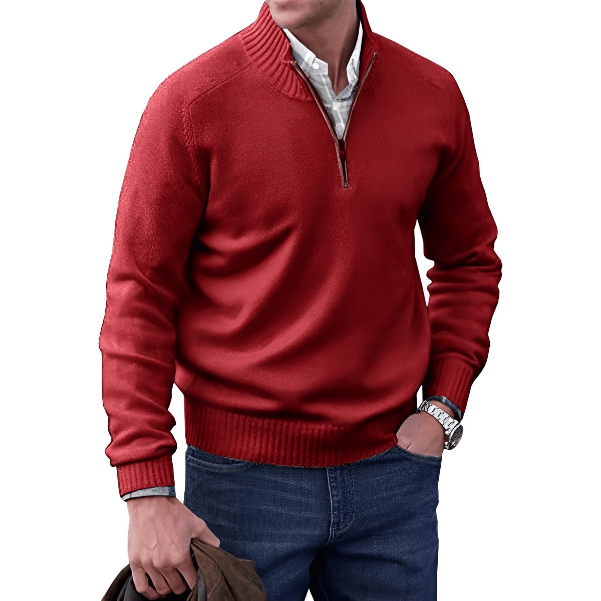 Elias | Herren Strick-Sweater Regular-Fit Quarter-Zip Pullover — Klassischer Winter-Knit in 10 Farben | Westmere