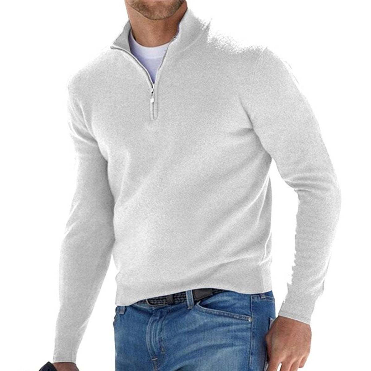 Dominik | Herren Half-Zip Strickpullover Regular Fit — Rippenbündchen mit Layering-Kragen in 6 Farben | Westmere