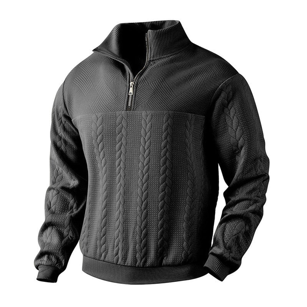 Andreas | Herren Zopfstrick Quarter-Zip Pullover — Metallreißverschluss mit Rippbündchen in 5 Farben | Westmere