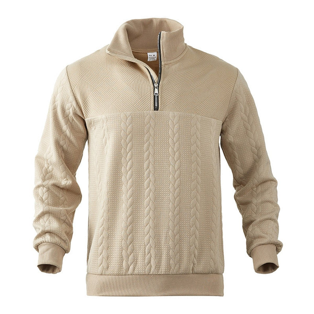 Andreas | Herren Zopfstrick Quarter-Zip Pullover — Metallreißverschluss mit Rippbündchen in 5 Farben | Westmere