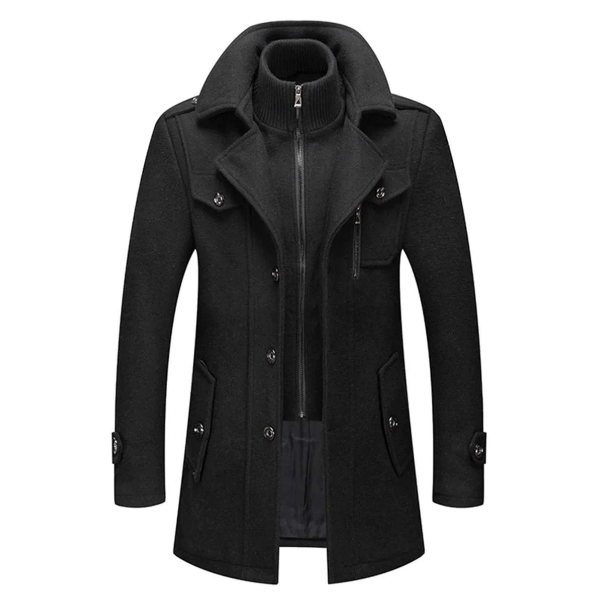Lukas | Herren Zweiteiliger Slim-Fit Wollmantel — Wintermantel mit Abnehmbarem Strickkragen in 3 Farben | Westmere