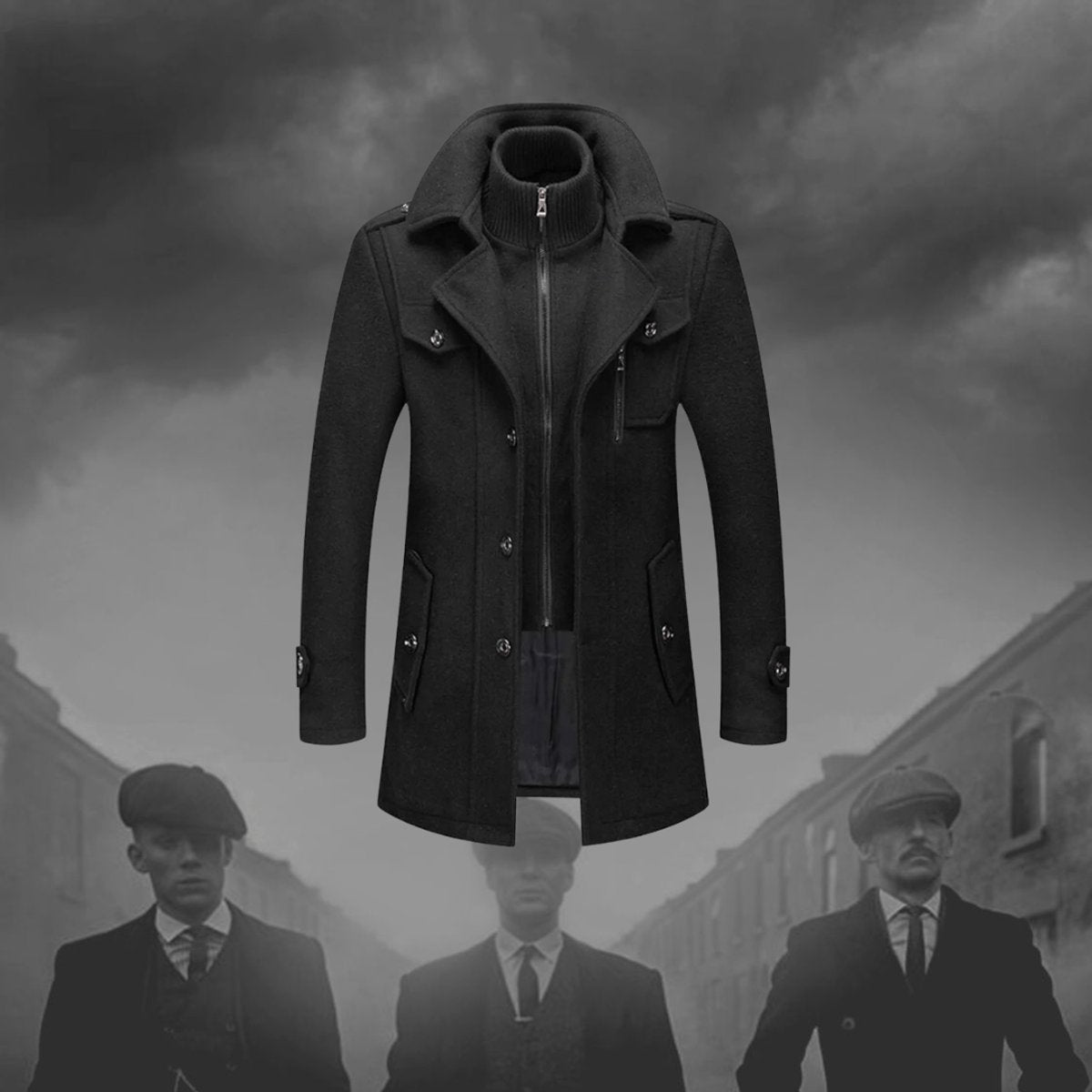 Lukas | Herren Zweiteiliger Slim-Fit Wollmantel — Wintermantel mit Abnehmbarem Strickkragen in 3 Farben | Westmere