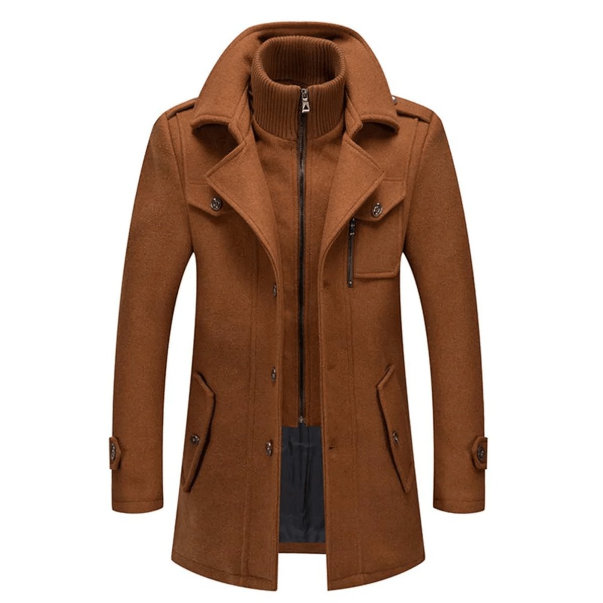 Lukas | Herren Zweiteiliger Slim-Fit Wollmantel — Wintermantel mit Abnehmbarem Strickkragen in 3 Farben | Westmere