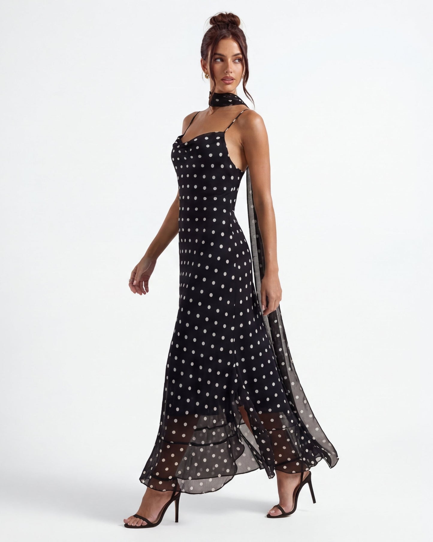 Noir Polka™ – Maxi Dress (Timeless Print & Editorial Elegance)