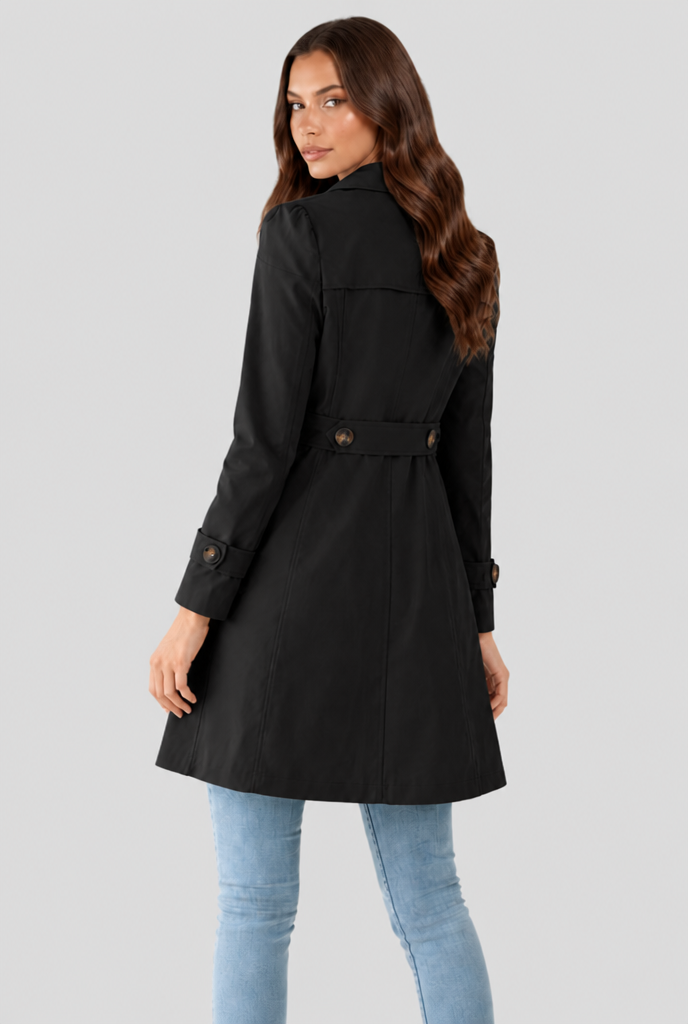 Katrina Womens Short Trench Coat, Fit and Flare