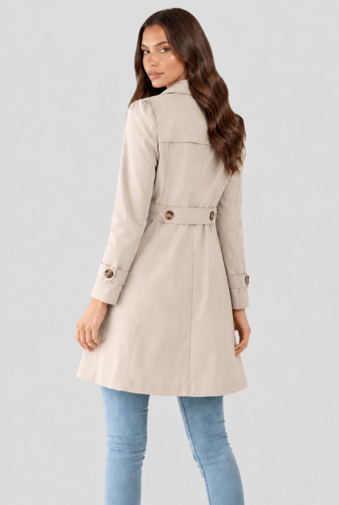 Katrina Womens Short Trench Coat, Fit and Flare