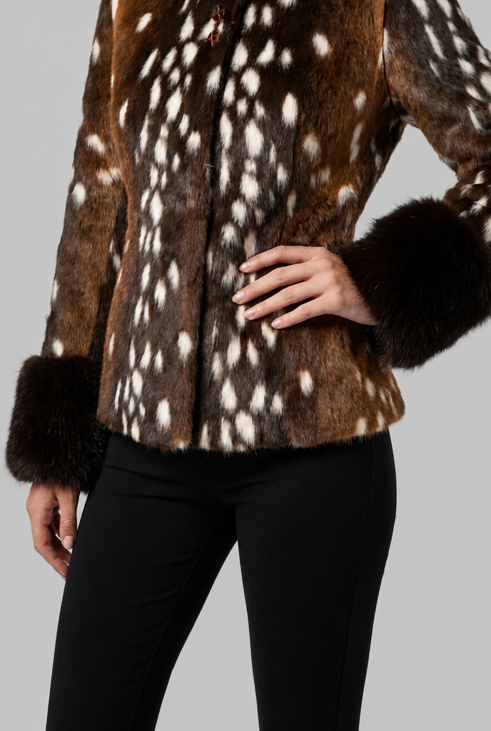 Kathleen Womens Faux Fur Jacket with Contrast Cuffs