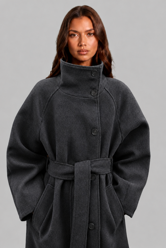 Courtney Womens Belted Longline Wool Coat